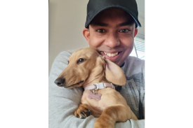 Pet Care Rez and puppy at Pet Stays dog boarding Melbourne. Book early for Christmas.